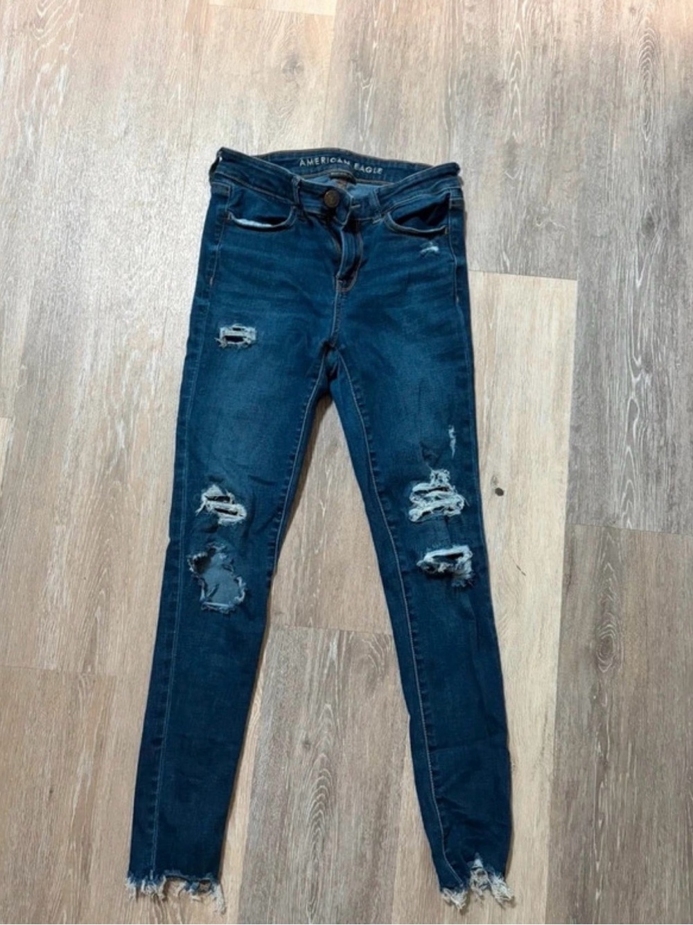 American Eagle Outfitters Dark Blue Ripped Skinny Jeans